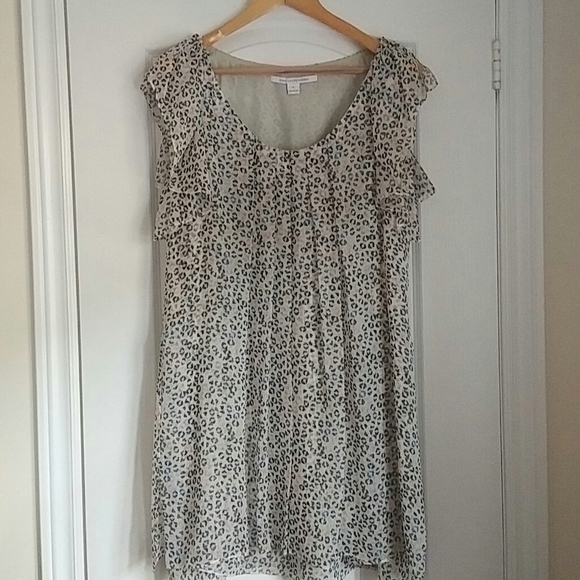 DVF - flowy pure silk Daidy ruffle shoulder knee length dress - Picture 1 of 7